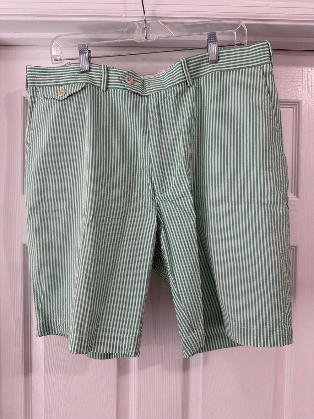 Polo Golf Vintage Men's Green Stripe Seersucker Shorts - 36
